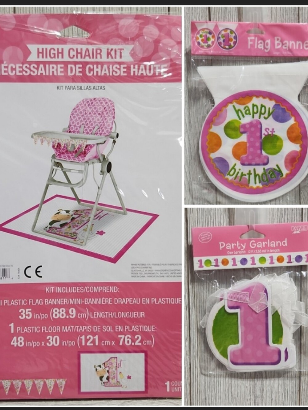Girl's 1st Birthday 4pc Party Bundle